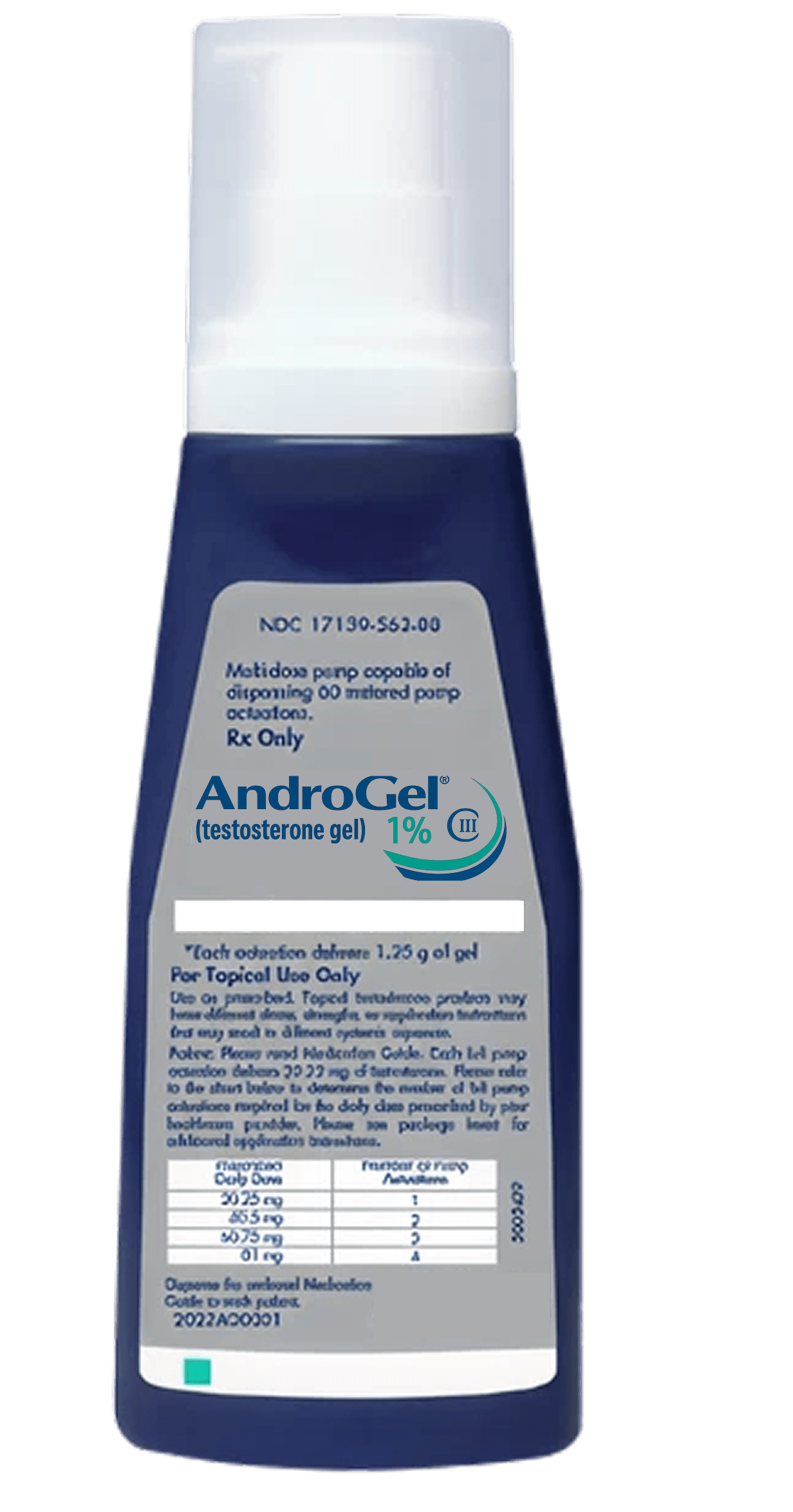 Botella con bomba de gel de testosterona